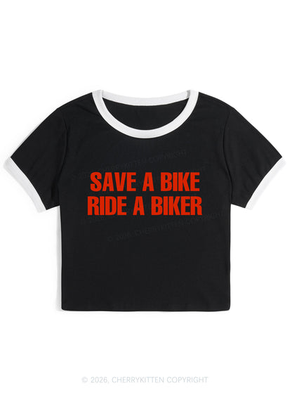 Save Bike Ride Biker Y2K Ringer Tee Cherrykitten