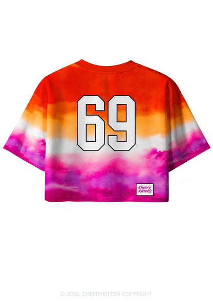 Custom Lesbian Flag Colors Pride Y2K Crop Sport Jersey Shirts Cherrykitten