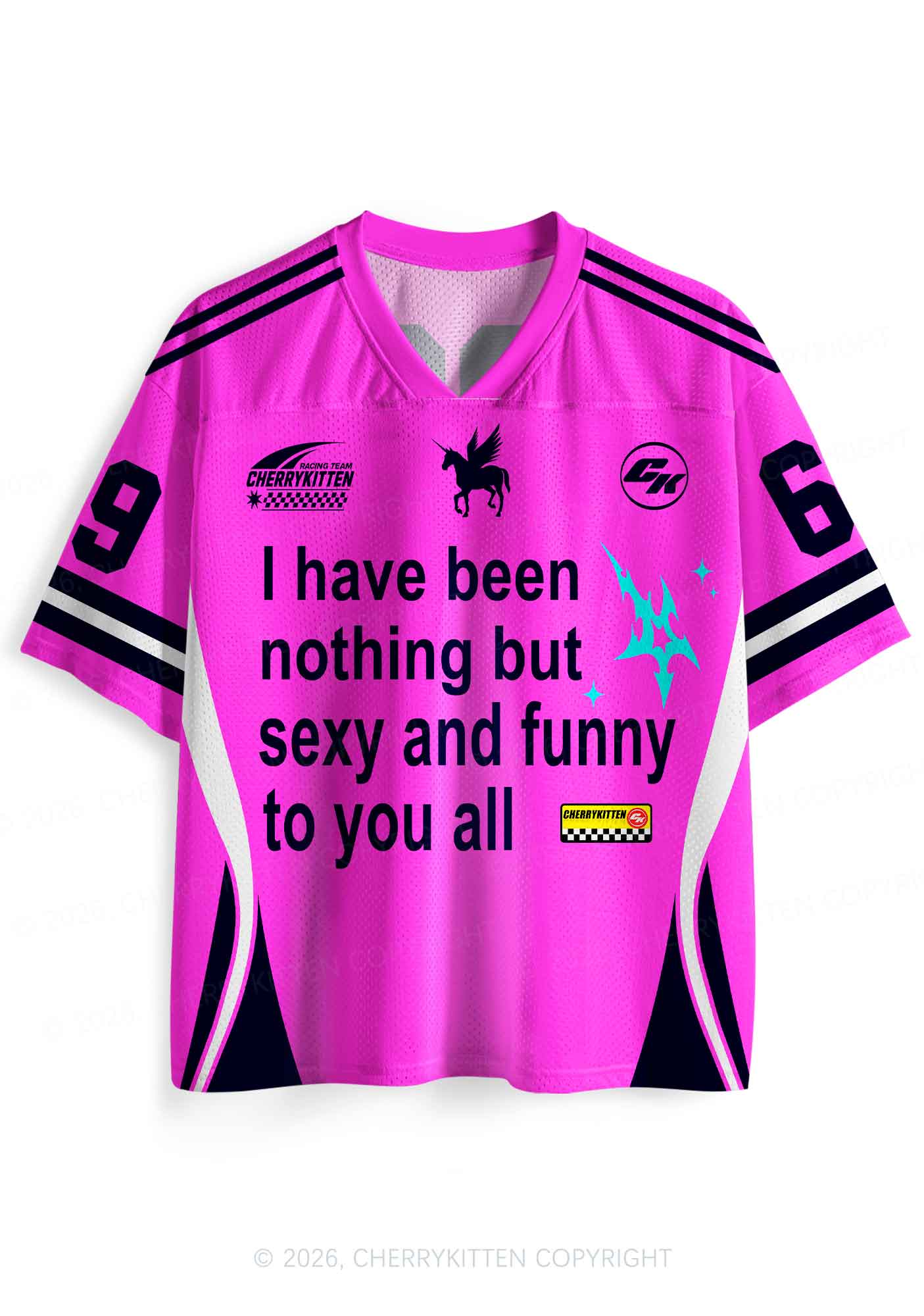 Hot Pink I Have Been Funny Y2K Sport Jersey Shirts Cherrykitten