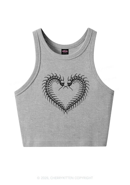Halloween Centipede Heart Shape Y2K Crop Tank Top Cherrykitten