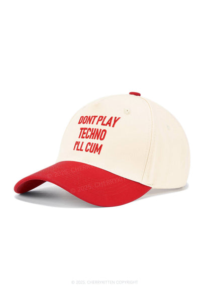 Embroidered Dont Play Techno Y2K Color Block Baseball Cap Cherrykitten