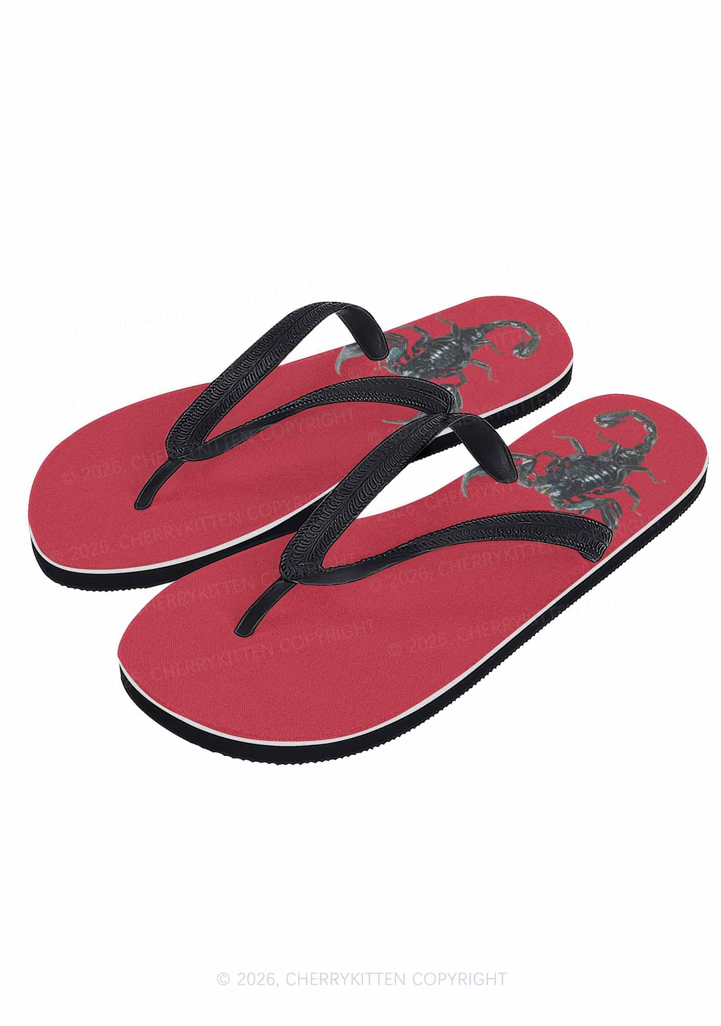 Halloween Red Scorpion Y2K Print Flip Flops Cherrykitten