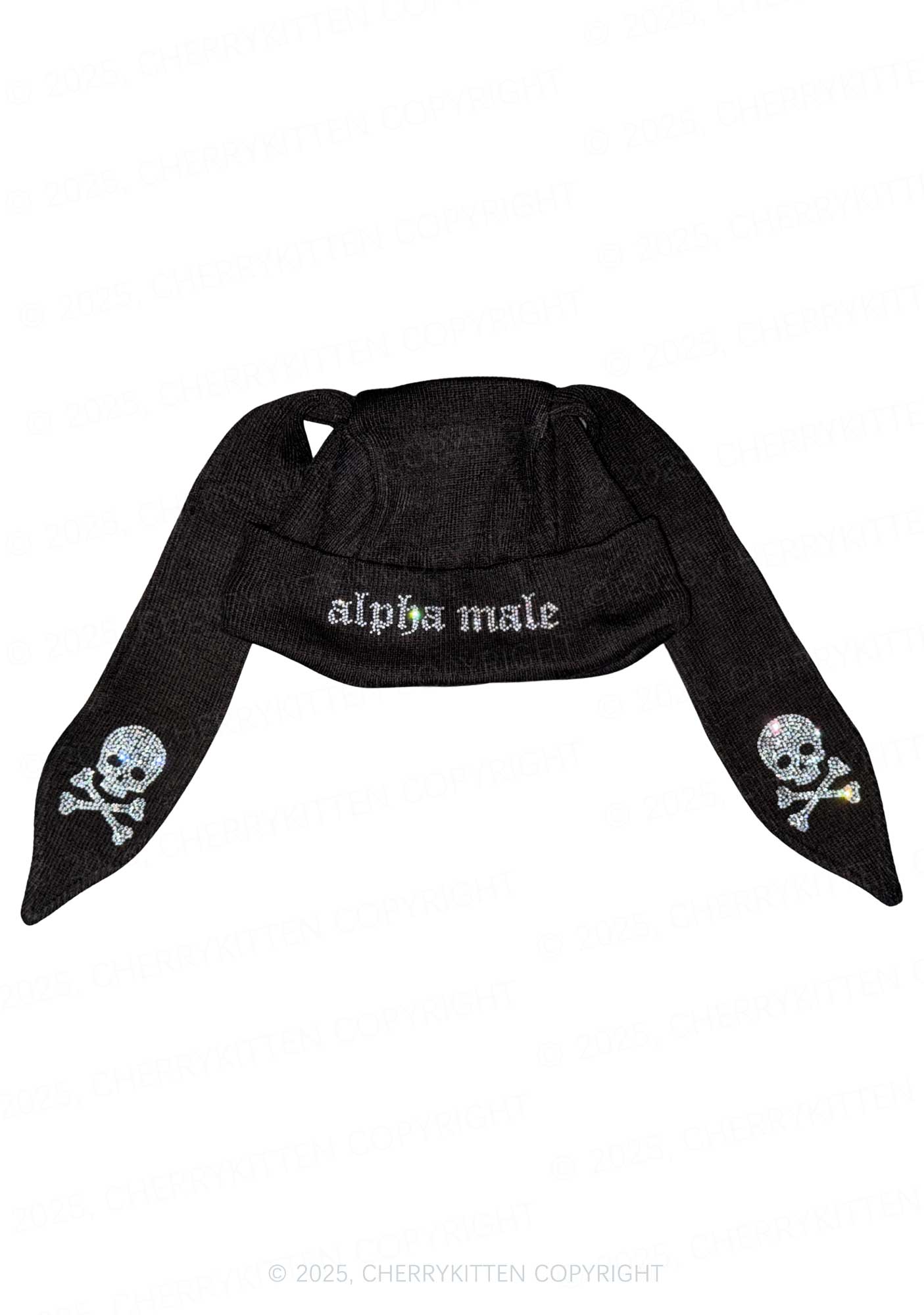 Rhinestone Alpha Male Y2K Bunny Ear Knitted Hat Cherrykitten