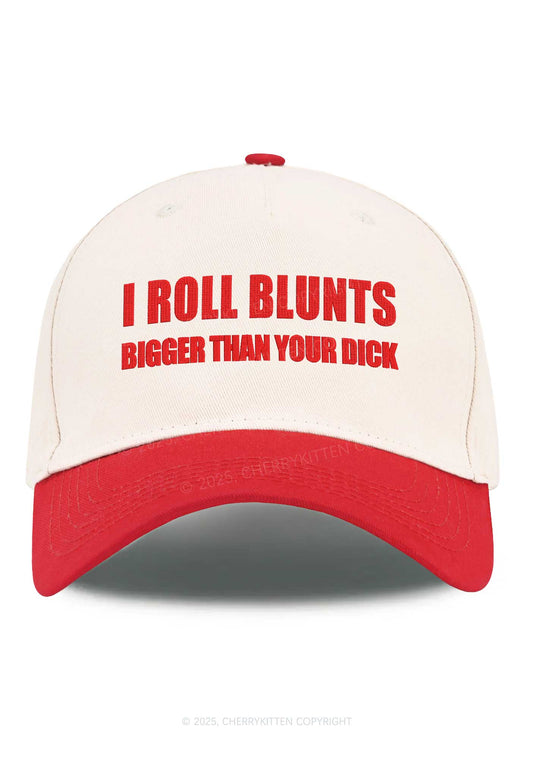 Embroidered I Roll Blunts Y2K Color Block Baseball Cap Cherrykitten