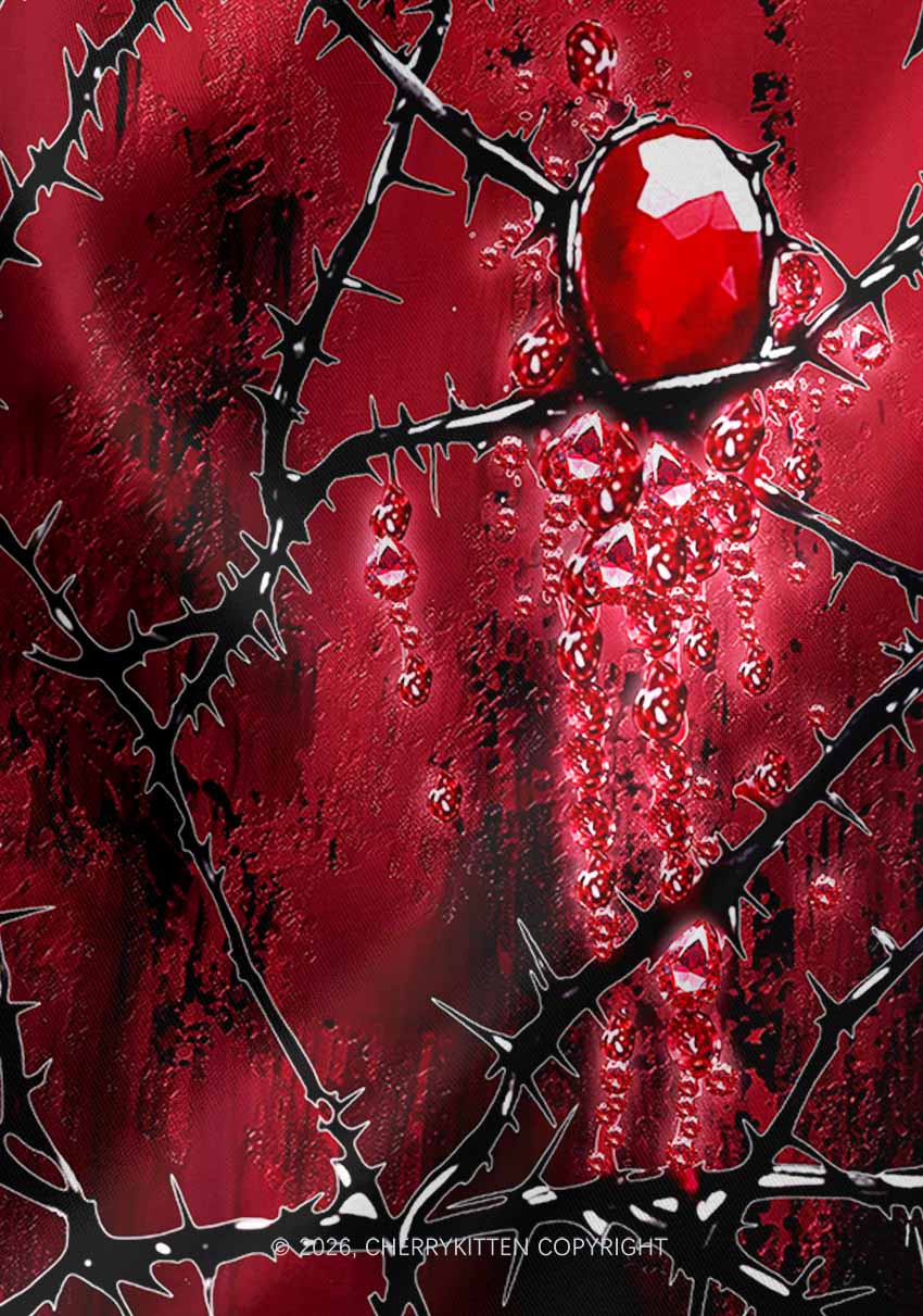 Thorned Ruby Y2K Print Square Bandana Cherrykitten