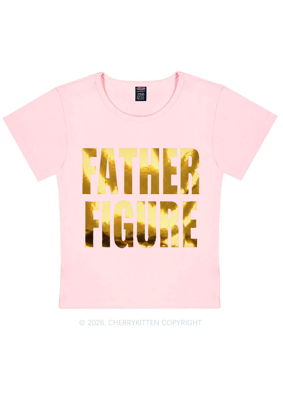 Father Figure Silver Foil Printed Y2K Baby Tee Cherrykitten
