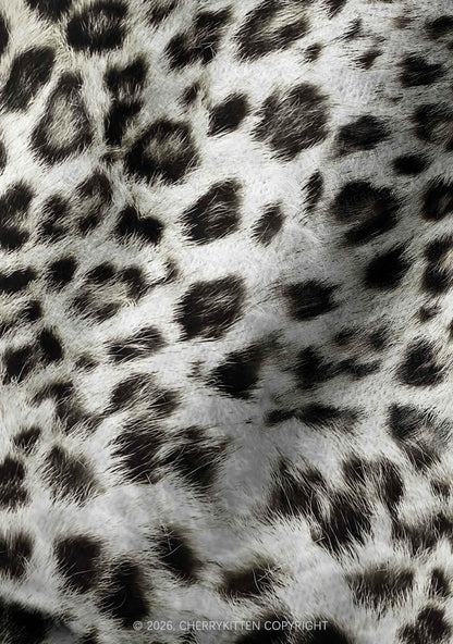 Snow Leopard Y2K Print Knit Beanie Cherrykitten