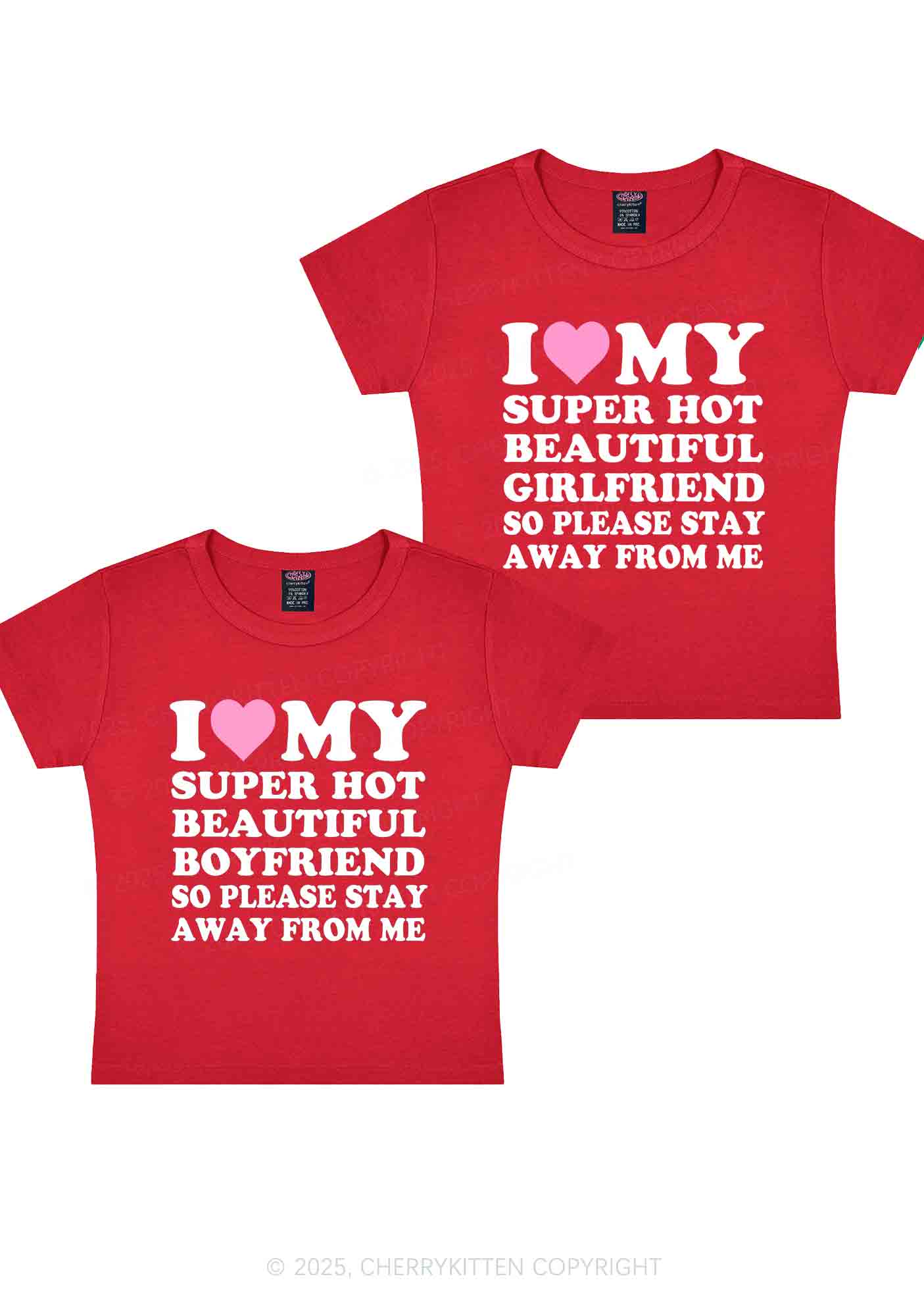 My Super Hot BF GF Y2K Valentine's Day Baby Tee Cherrykitten