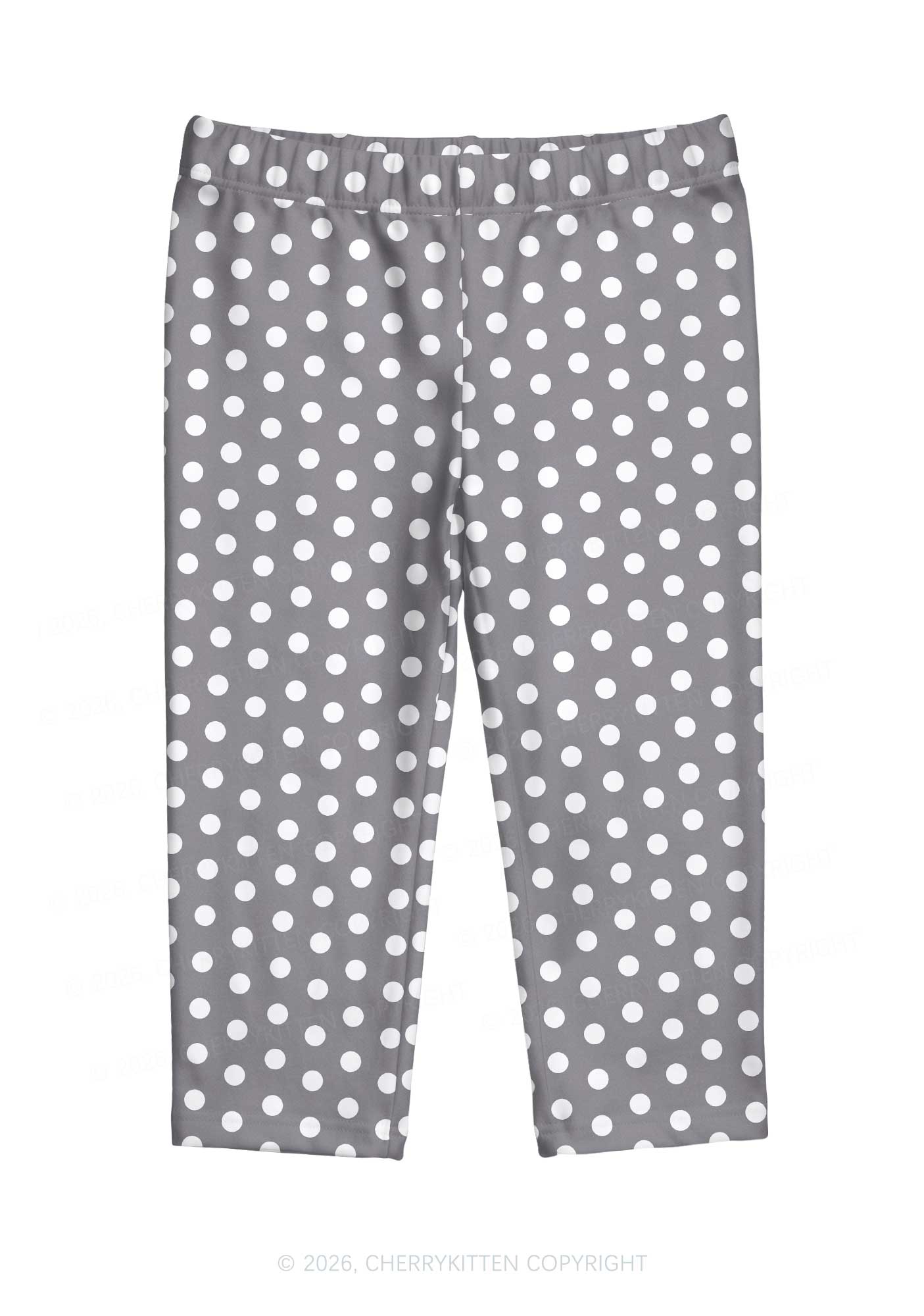 White Dots On Grey Y2K Print Capri Pants Cherrykitten