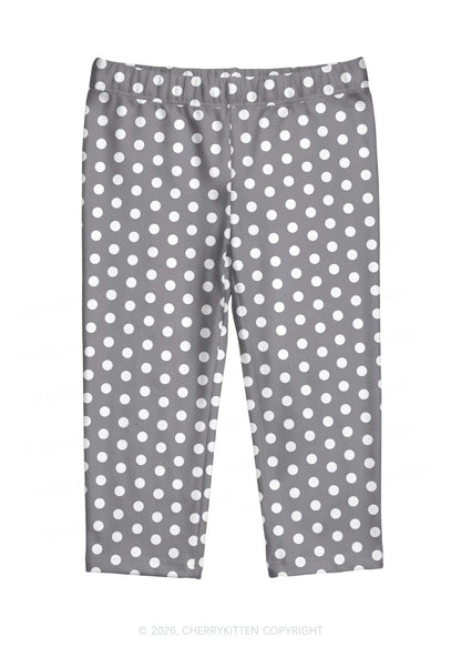White Dots On Grey Y2K Print Capri Pants Cherrykitten