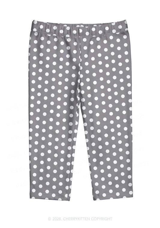 White Dots On Grey Y2K Print Capri Pants Cherrykitten