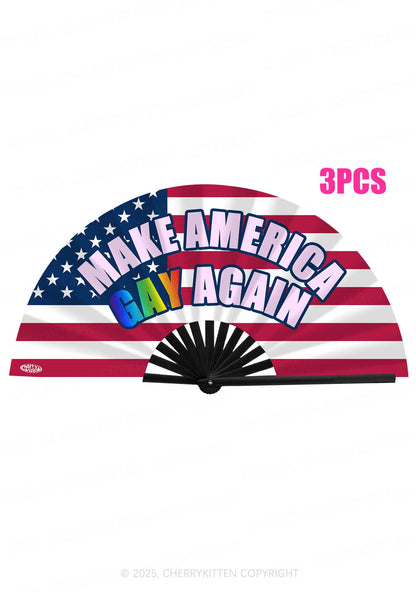 Make America Gay Again Y2K Rave Hand Fan Cherrykitten