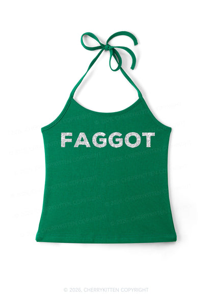 Glitter Faggot Pride Y2K Halter Neck Cami Cherrykitten
