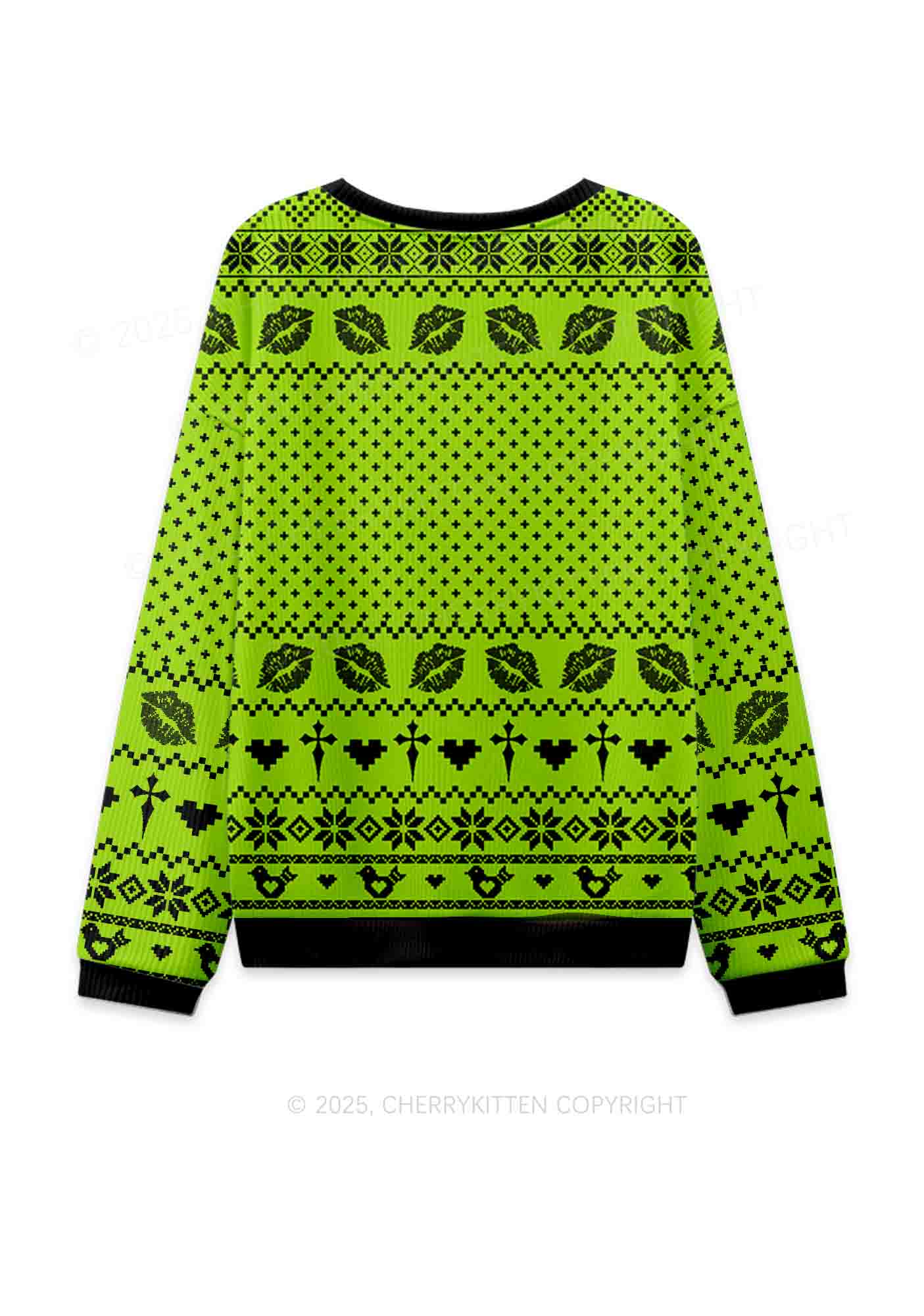Kiss More Girls Pride Y2K Christmas Knit Sweatshirt Cherrykitten