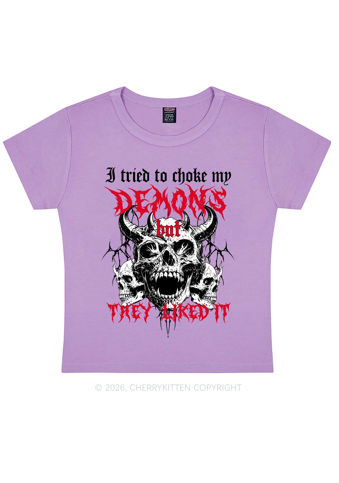 Halloween Choke My Demons Y2K Baby Tee Cherrykitten