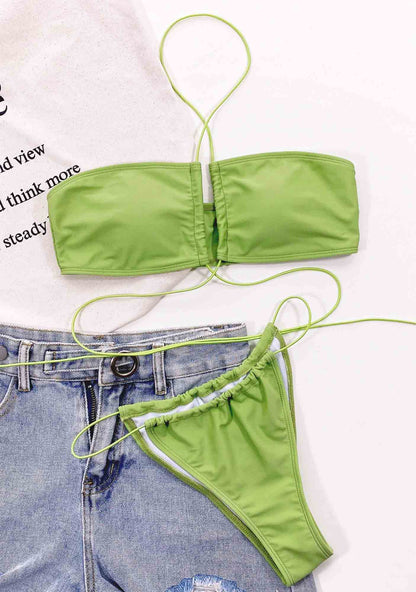 Green Strappy Y2K Bikini Set Cherrykitten