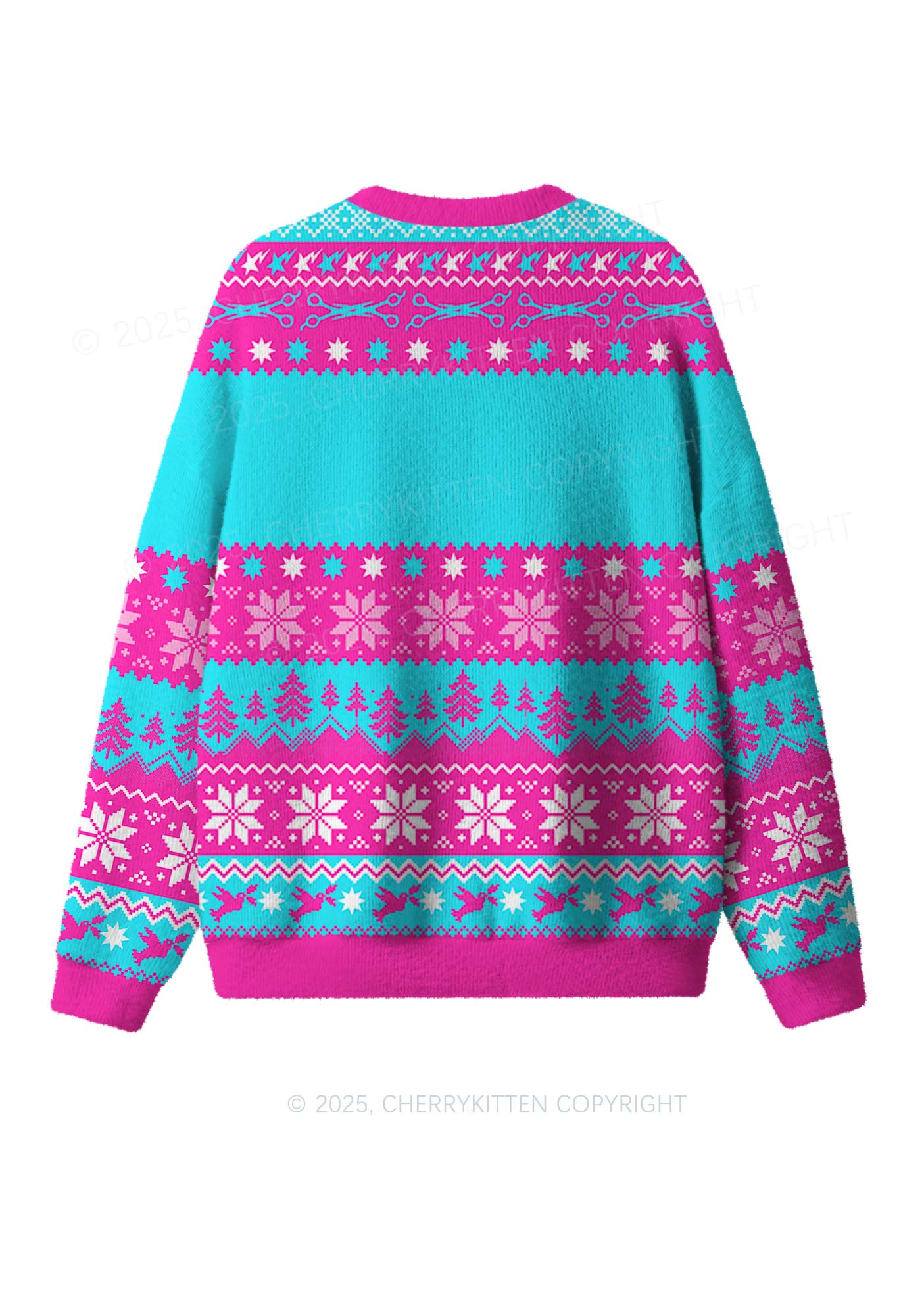Blue Scissor Pride Y2K Christmas Knit Sweatshirt Cherrykitten