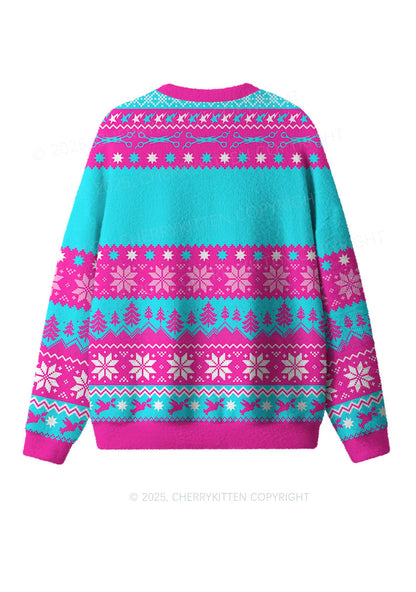 Blue Scissor Pride Y2K Christmas Knit Sweatshirt Cherrykitten
