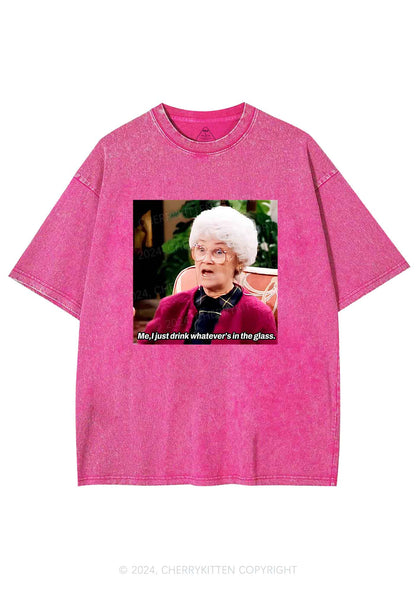 Drink Whatever In Glass Y2K Washed Tee Cherrykitten