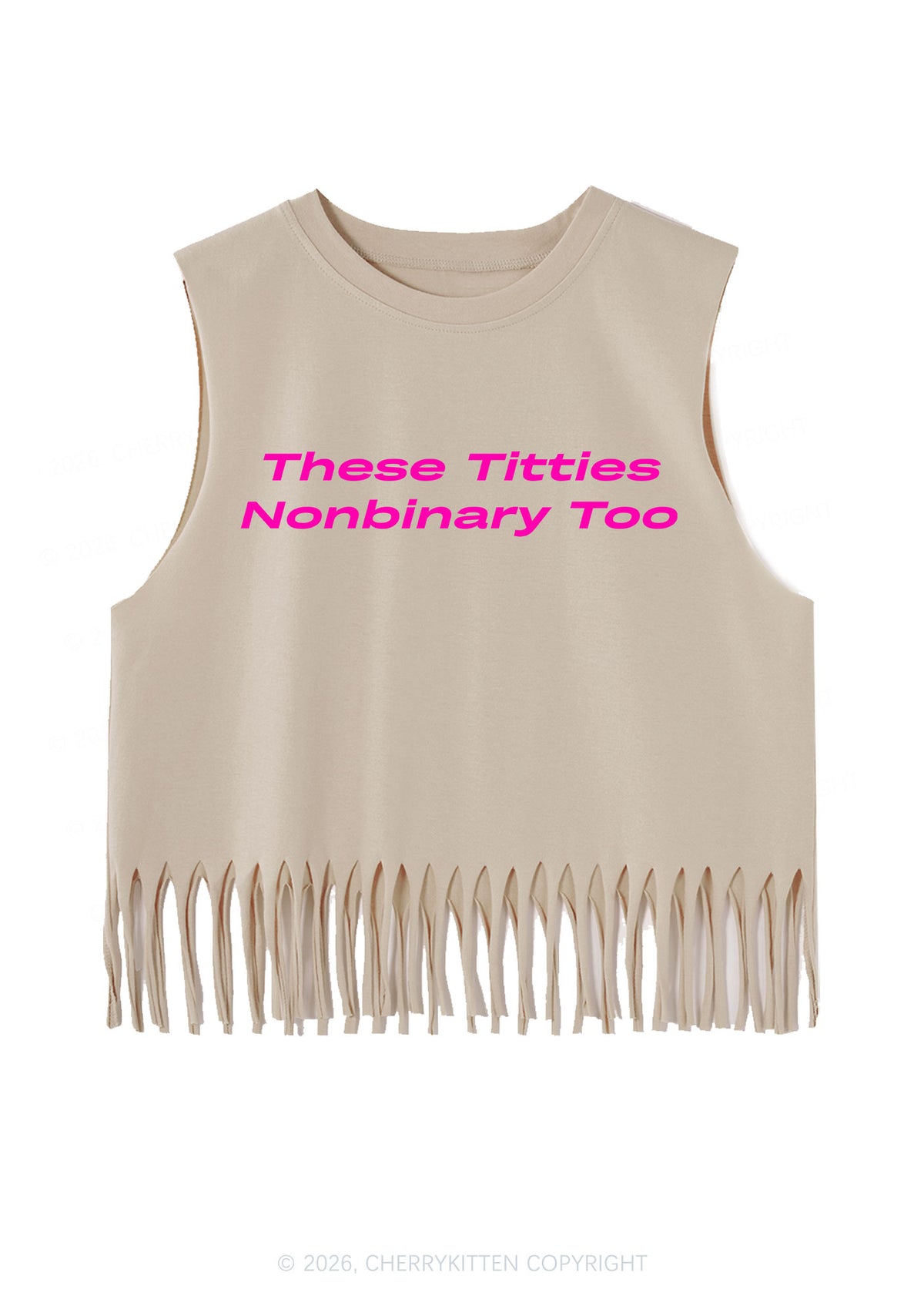 Txtties Nonbinary Too Pride Y2K Fringe Tank Top Cherrykitten