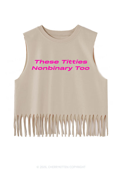 Txtties Nonbinary Too Pride Y2K Fringe Tank Top Cherrykitten