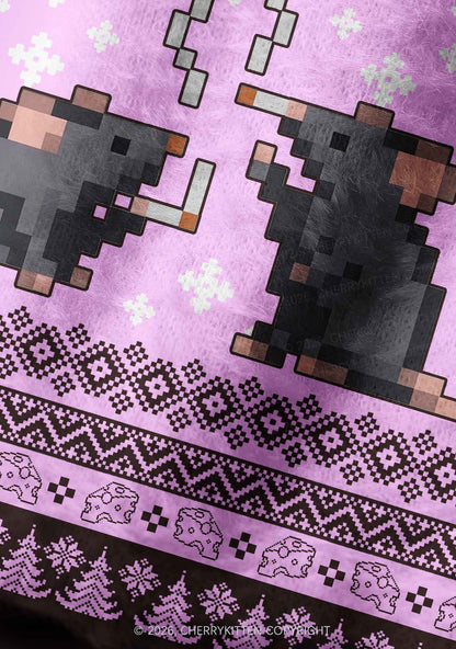 Smoking Rats Y2K Print Knit Beanie Cherrykitten