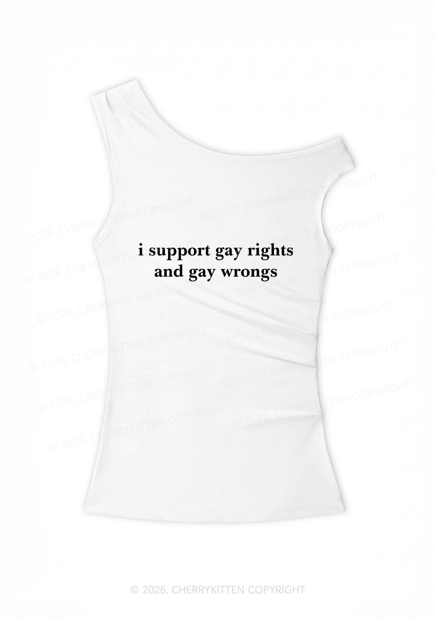 Support Gay Rights Pride Y2K Off Shoulder Tank Top Cherrykitten