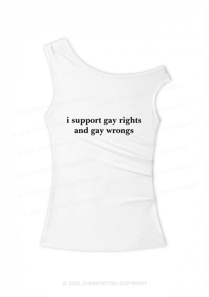 Support Gay Rights Pride Y2K Off Shoulder Tank Top Cherrykitten
