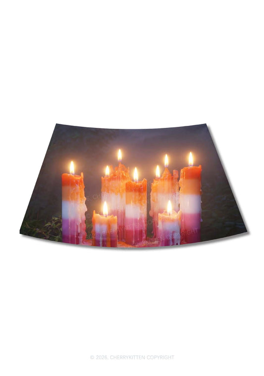 Lesbian Melting Candles Pride Y2K Print Mini Skirt Cherrykitten