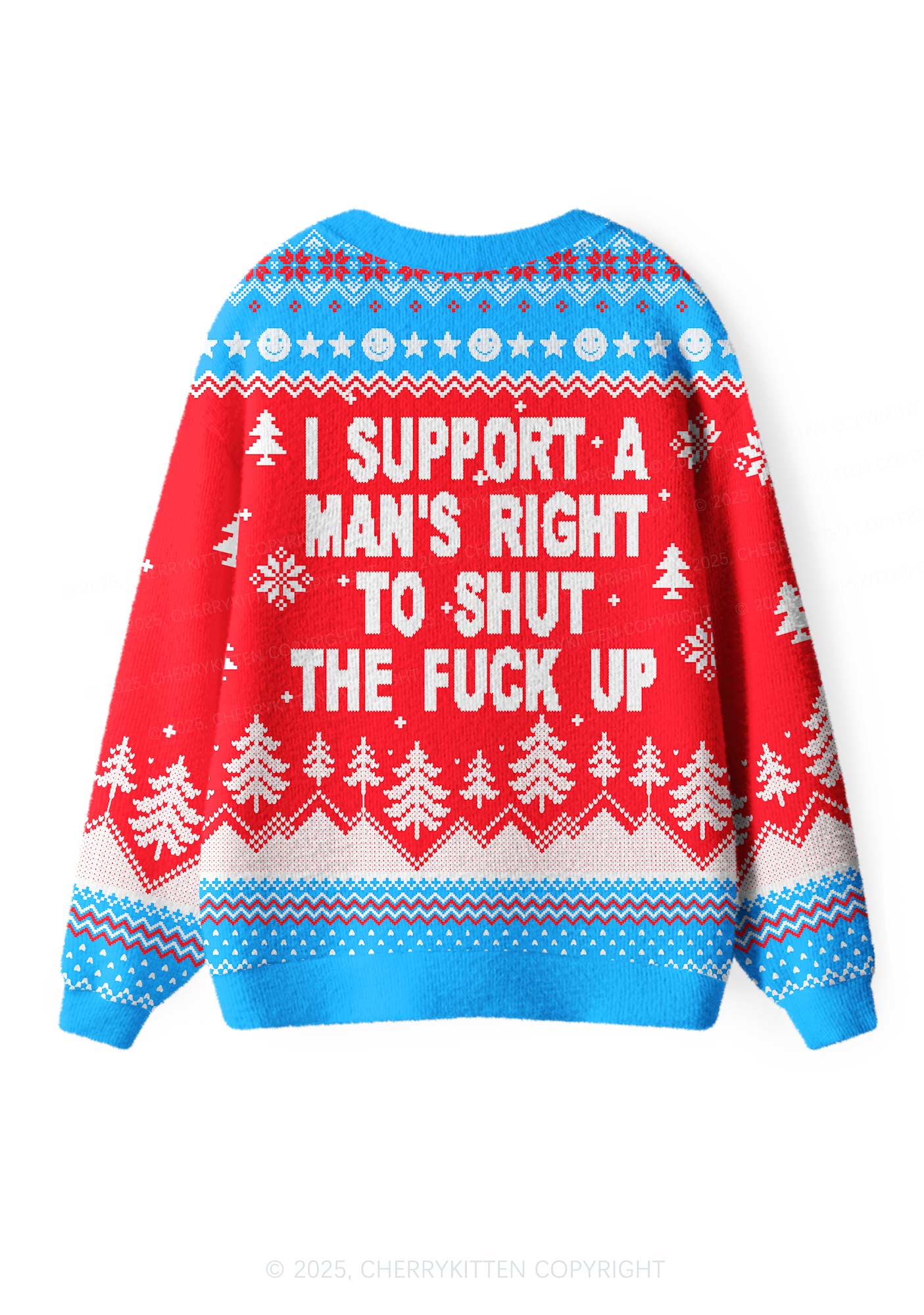 I Support A Mans Right Y2K Christmas Cardigan Knit Sweatshirt Cherrykitten