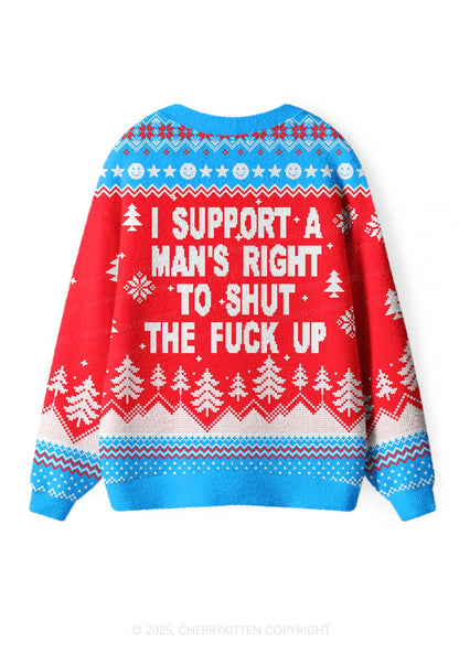 I Support A Mans Right Y2K Christmas Cardigan Knit Sweatshirt Cherrykitten