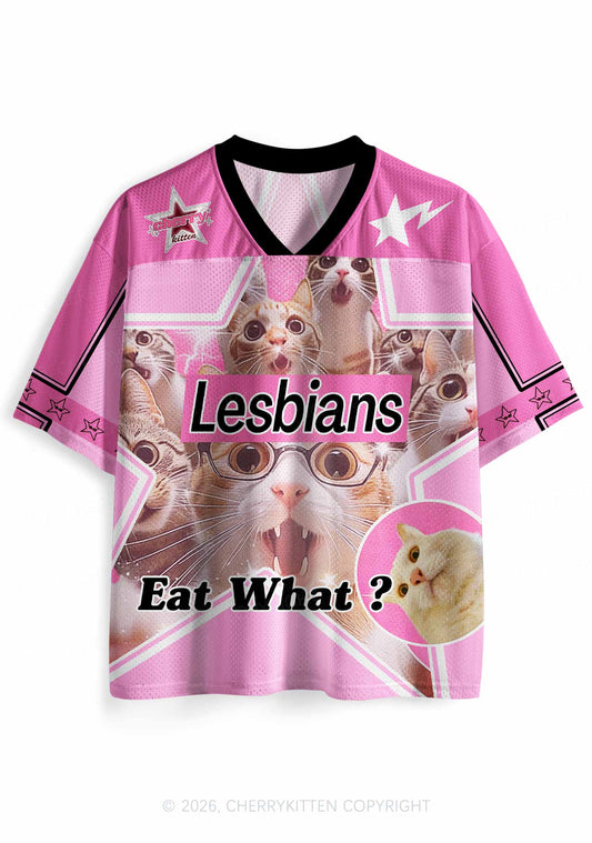 Lesbians Eat What Cat Pride Y2K Sport Jersey Shirts Cherrykitten