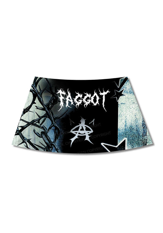 Black Thorn Faggot Pride Y2K Print Mini Skirt Cherrykitten