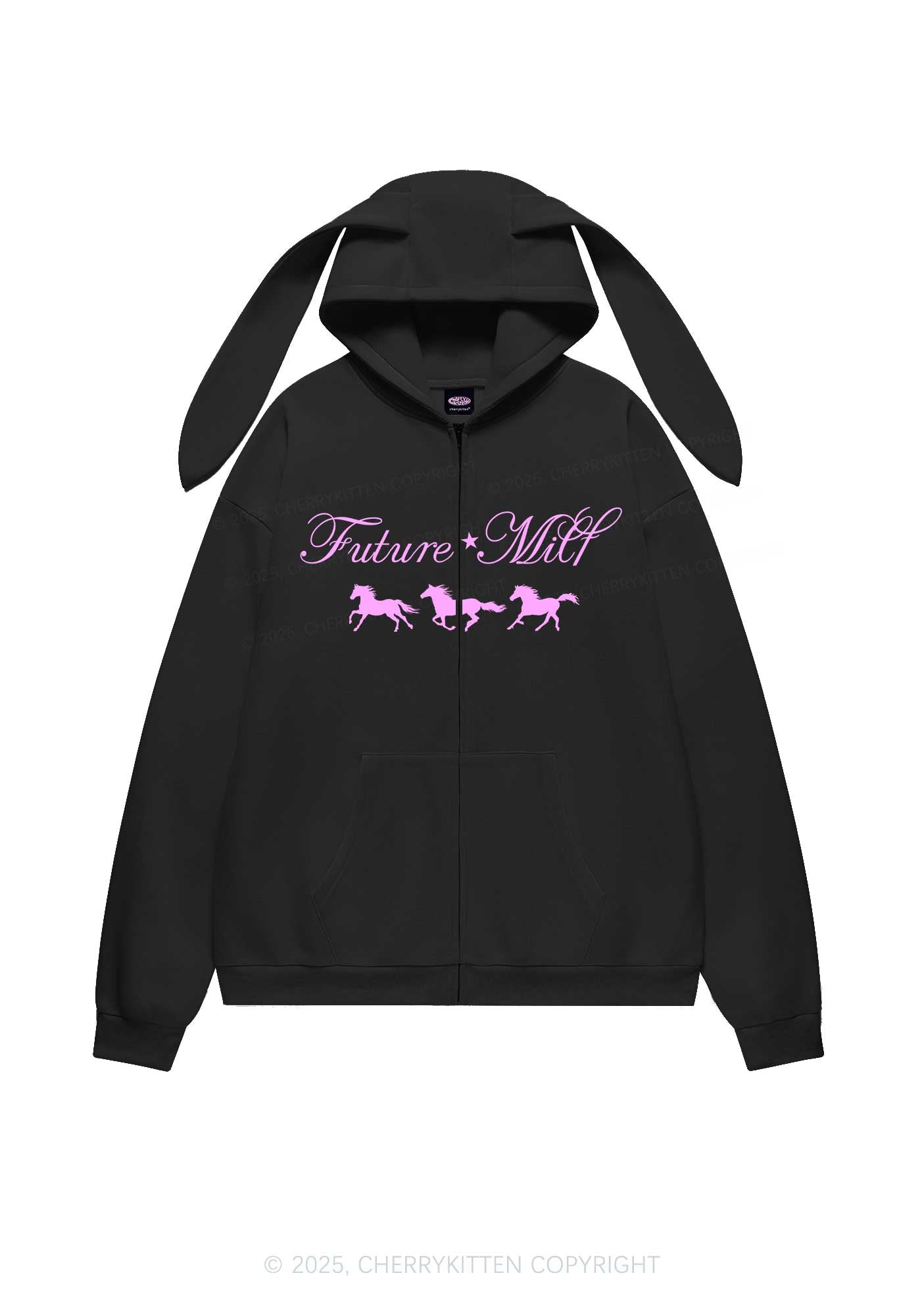 Future Mxxf Pony Y2K Bunny Ear Zip Hoodie Cherrykitten