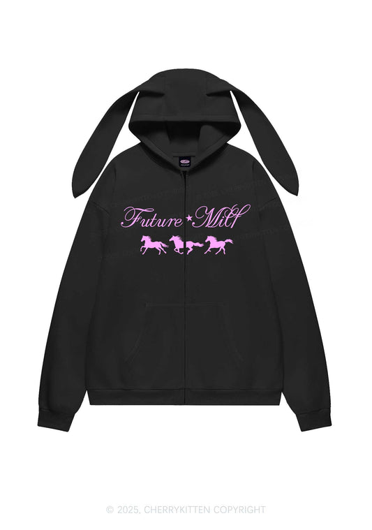 Future Mxxf Pony Y2K Bunny Ear Zip Hoodie Cherrykitten