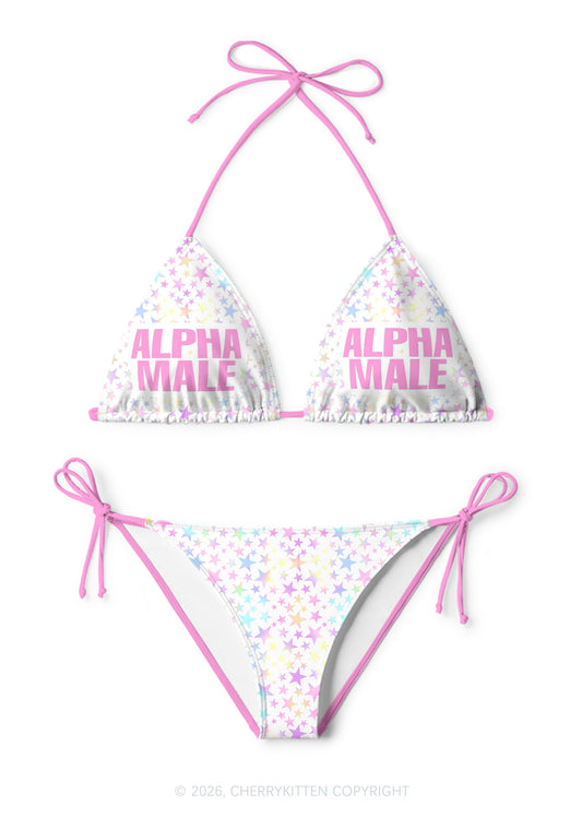 Pastel Star Alpha Male Y2K Print Bikini Set Cherrykitten