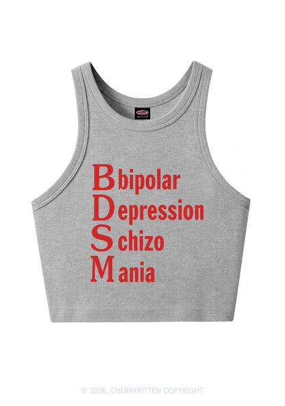 Bipolar Depression Schizo Mania Y2K Crop Tank Top Cherrykitten