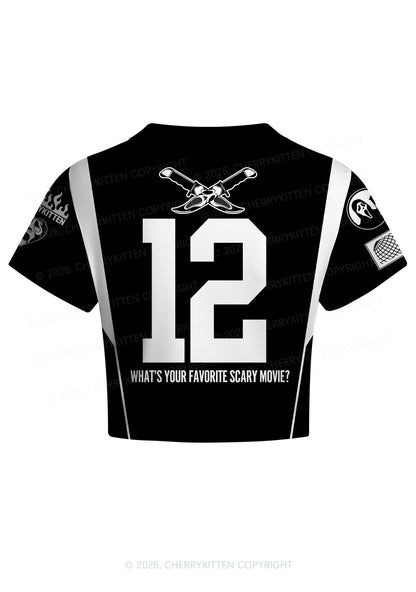 Halloween Custom Black Horror Club Y2K Crop Football Jersey Shirts Cherrykitten