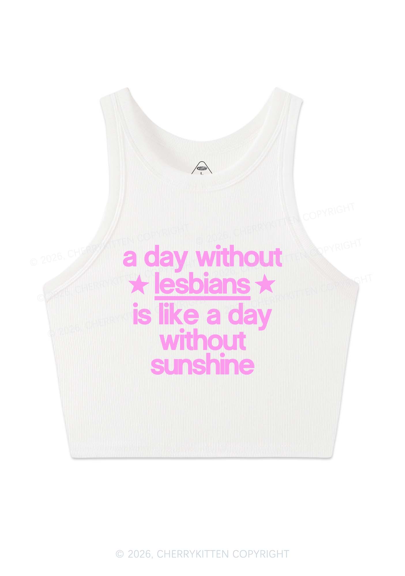 Lesbians Is Like Sunshine Pride Y2K Crop Tank Top Cherrykitten