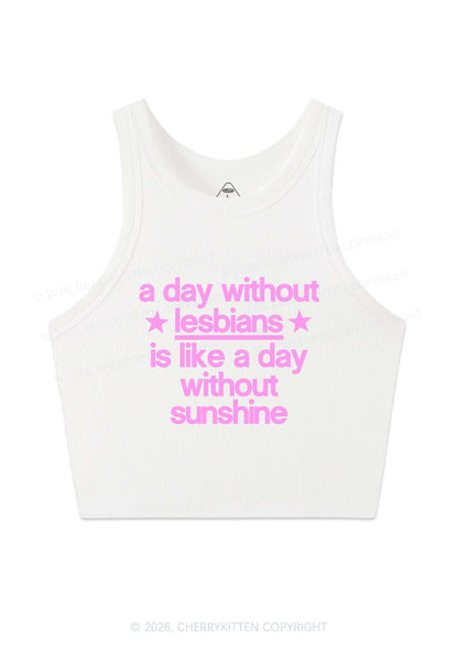 Lesbians Is Like Sunshine Pride Y2K Crop Tank Top Cherrykitten