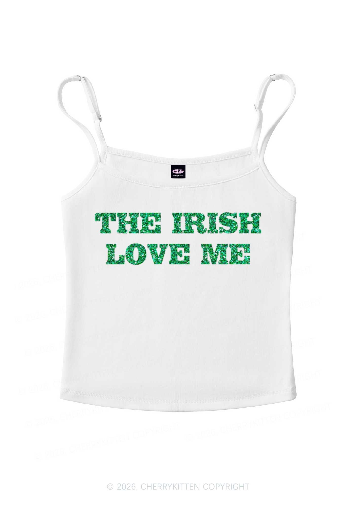Glitter The Irish Love Me St Patricks Y2K Spaghetti Strap Cami Cherrykitten