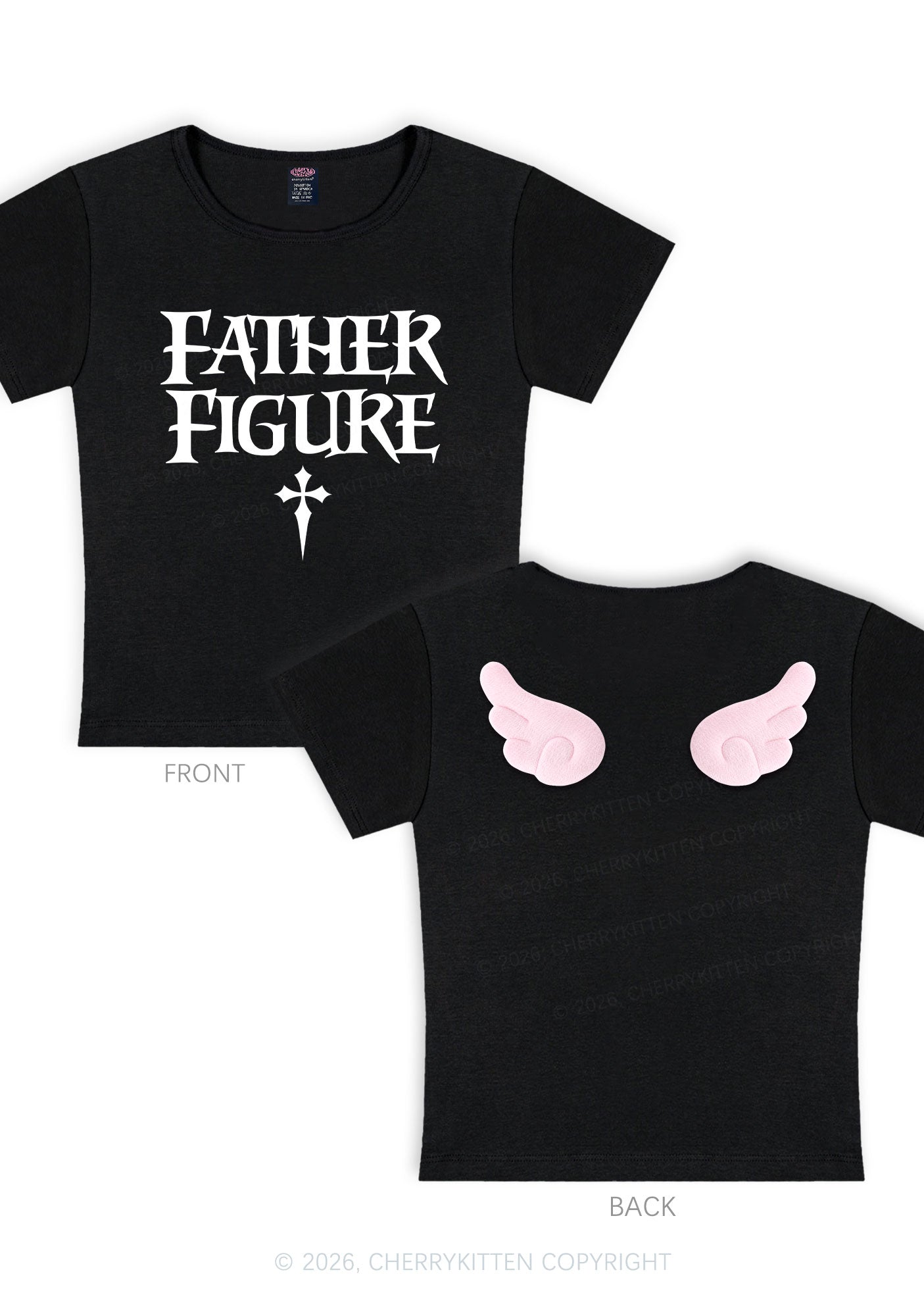 Halloween Father Figure Y2K Goth Angel Wings Baby Tee Cherrykitten