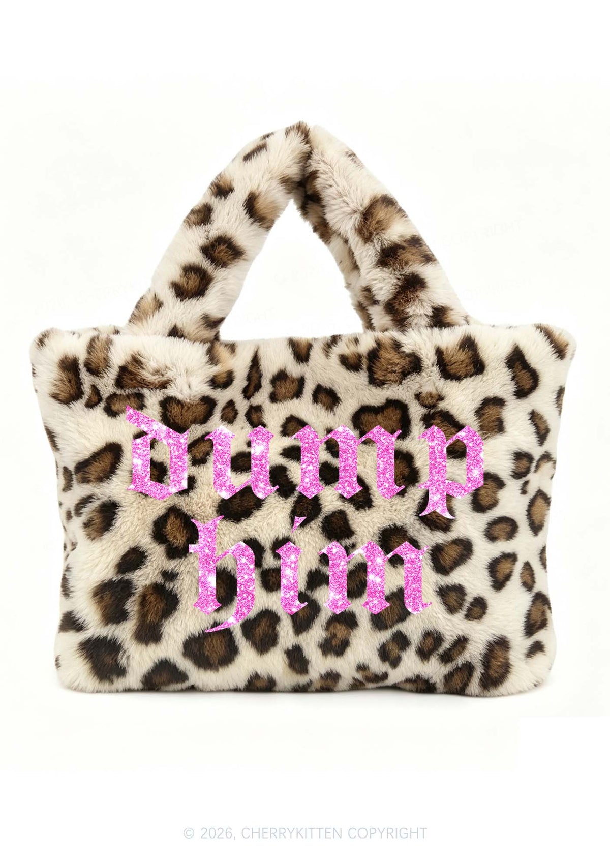 Glitter Dump Him Y2K Plush Leopard Handbag Cherrykitten