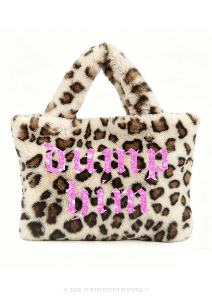 Glitter Dump Him Y2K Plush Leopard Handbag Cherrykitten