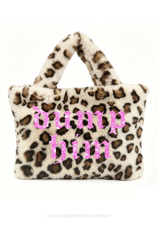 Glitter Dump Him Y2K Plush Leopard Handbag Cherrykitten