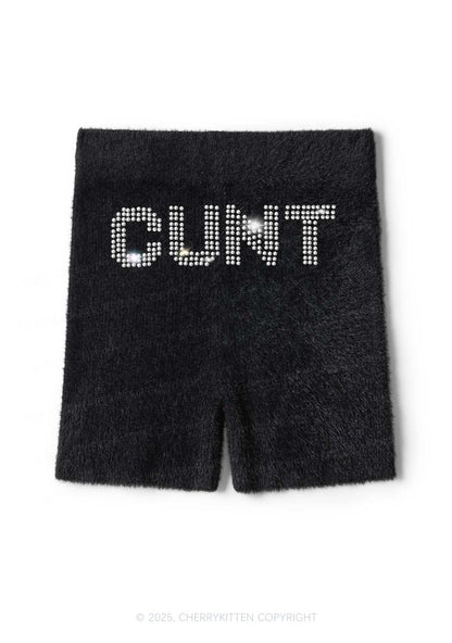 Rhinestone Cxxt Y2K Fluffy Shorts Cherrykitten