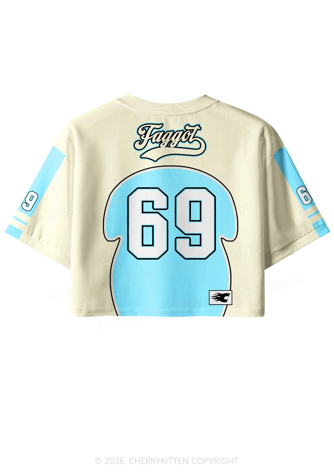 Light Blue Faggot Pride Y2K Crop Sport Jersey Shirts Cherrykitten