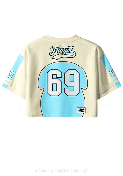 Light Blue Faggot Pride Y2K Crop Sport Jersey Shirts Cherrykitten