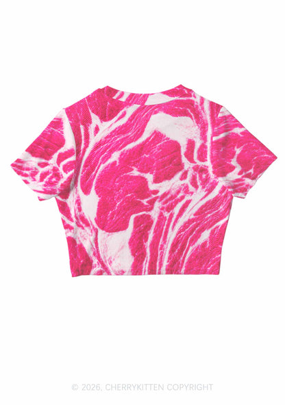 Halloween Pink Beef Texture Y2K Mesh Crop Top Cherrykitten