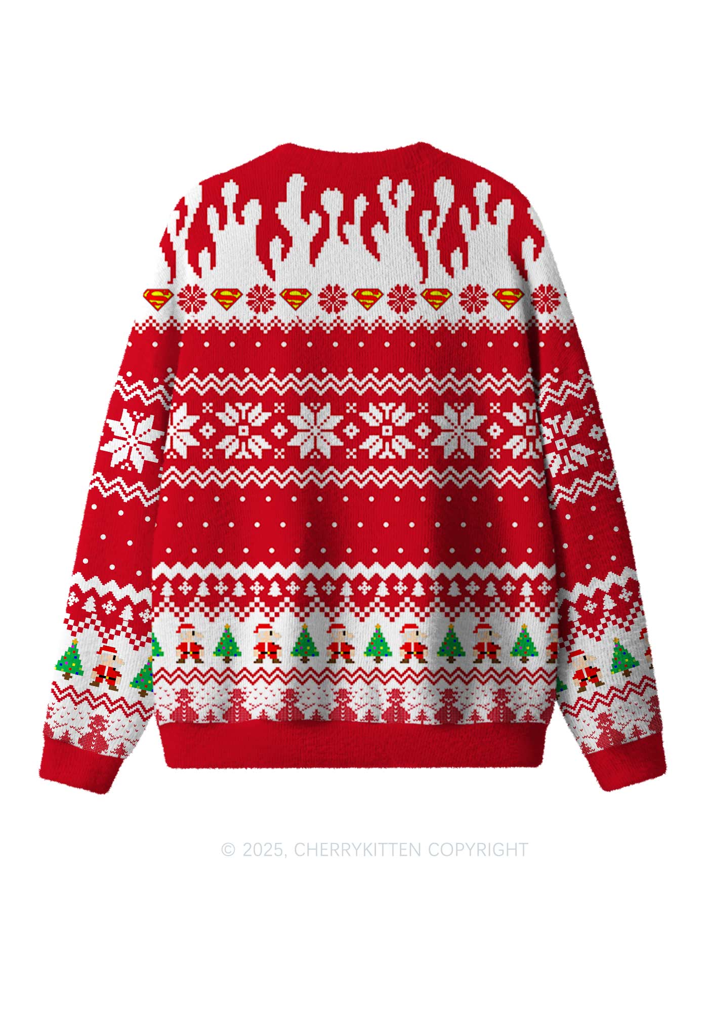 Super Santa Y2K Christmas Knit Sweatshirt Cherrykitten